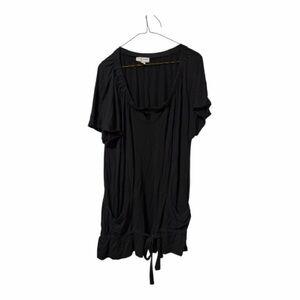Maternity Black Short Sleeve Drawstring Top